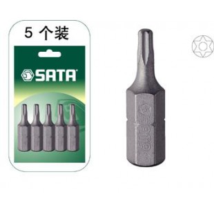 SATA/世达6.3MM系列25MM长中孔花形旋具头59242 T10 5支/组